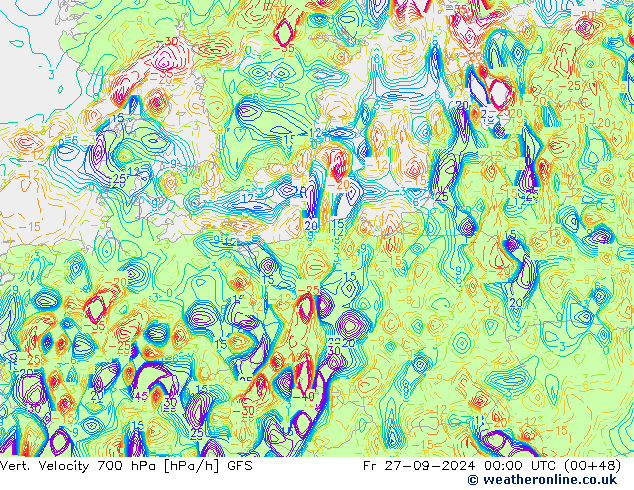 700 hPa Dikey Hız GFS Cu 27.09.2024 00 UTC