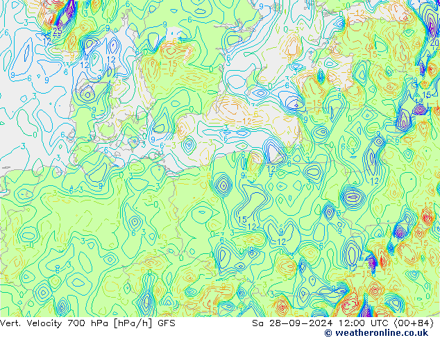 Vert. Velocity 700 гПа GFS сб 28.09.2024 12 UTC