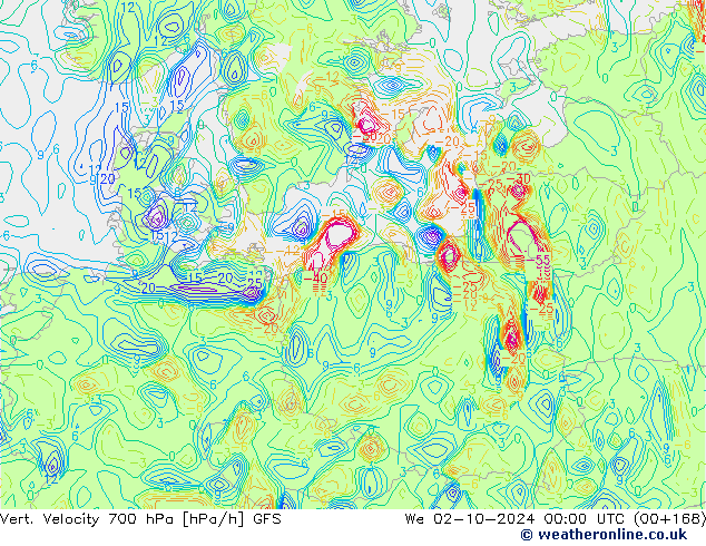 Vert. Velocity 700 hPa GFS St 02.10.2024 00 UTC