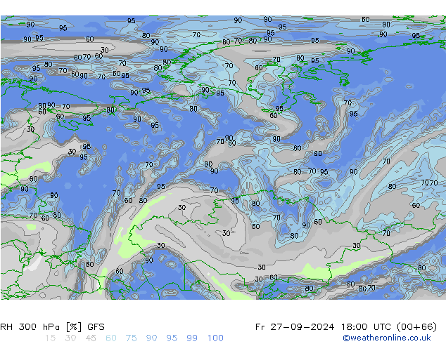 RH 300 hPa GFS  27.09.2024 18 UTC