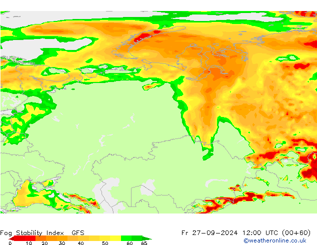 Fog Stability Index GFS Cu 27.09.2024 12 UTC