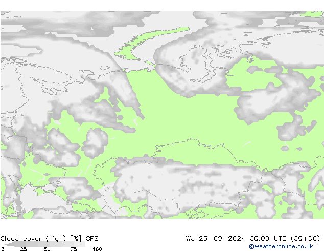 Wolken (hohe) GFS Mi 25.09.2024 00 UTC