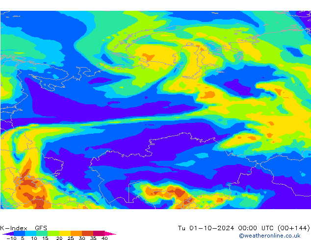 K-Index GFS Tu 01.10.2024 00 UTC