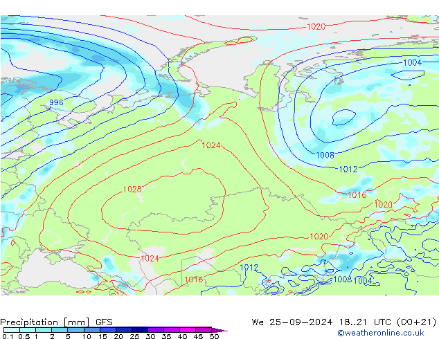 Neerslag GFS wo 25.09.2024 21 UTC