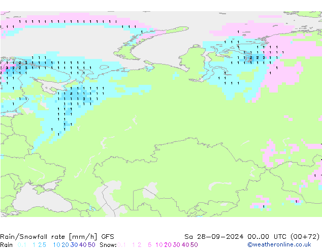 Regen/Sneeuwval GFS za 28.09.2024 00 UTC