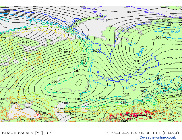 Theta-e 850hPa GFS Do 26.09.2024 00 UTC