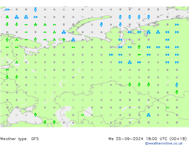 tipo de precipitação GFS Qua 25.09.2024 18 UTC