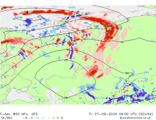 T-Adv. 850 hPa GFS Sex 27.09.2024 06 UTC