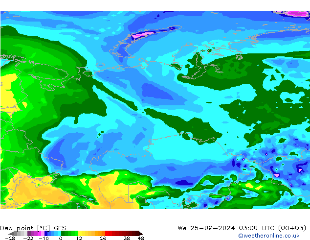 Punto de rocío GFS mié 25.09.2024 03 UTC