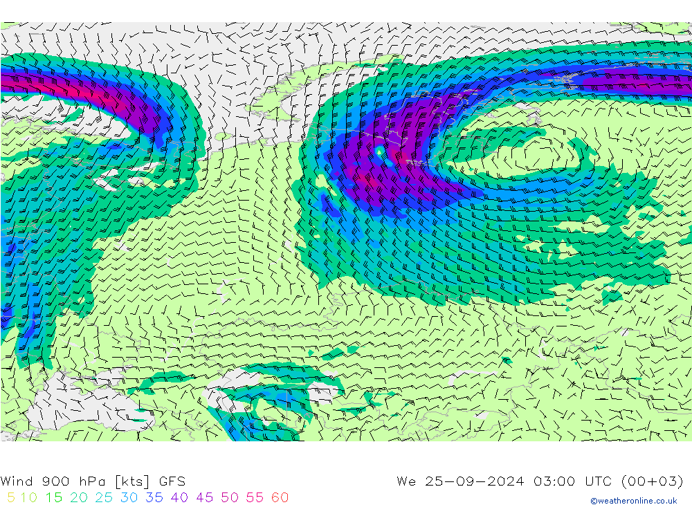 Wind 900 hPa GFS St 25.09.2024 03 UTC