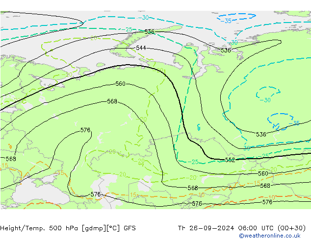 Height/Temp. 500 hPa GFS Th 26.09.2024 06 UTC