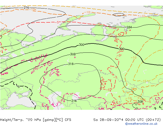 Height/Temp. 700 hPa GFS  28.09.2024 00 UTC