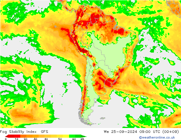 Fog Stability Index GFS We 25.09.2024 09 UTC