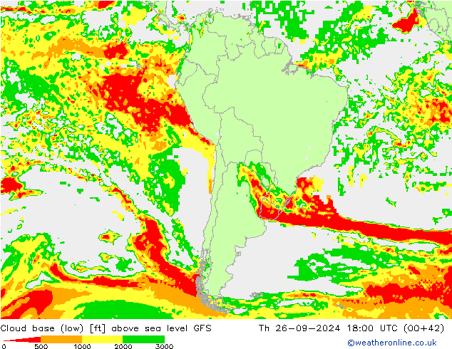 Cloud base (low) GFS gio 26.09.2024 18 UTC