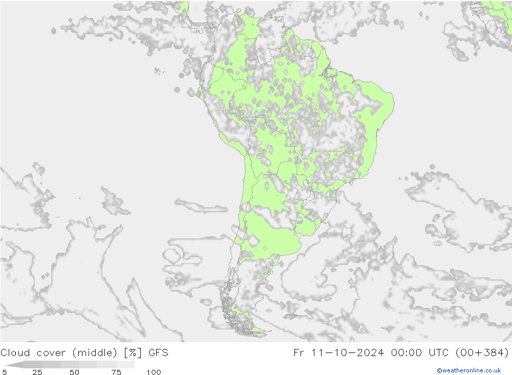 Cloud cover (middle) GFS Fr 11.10.2024 00 UTC