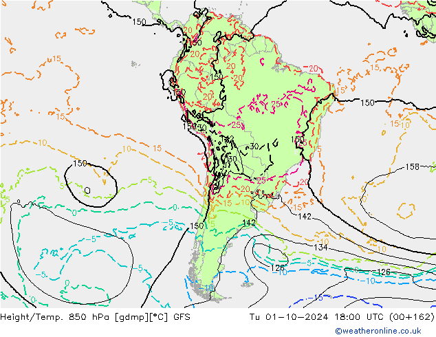 Height/Temp. 850 hPa GFS mar 01.10.2024 18 UTC