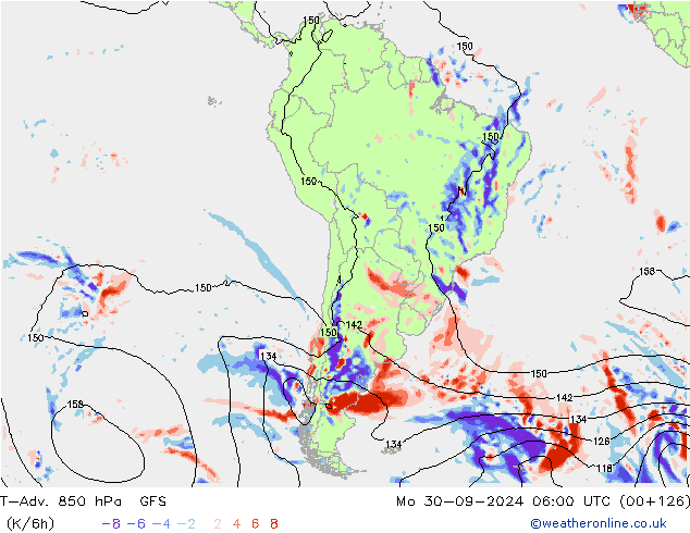 T-Adv. 850 гПа GFS пн 30.09.2024 06 UTC