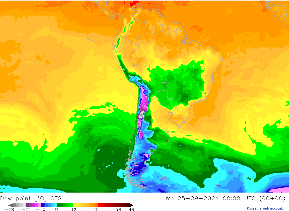 Dauwpunt GFS wo 25.09.2024 00 UTC