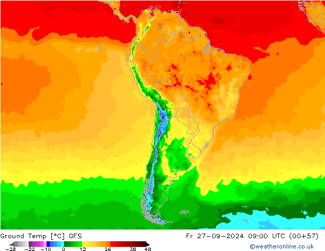 Topraküstü en düşük Sıc. GFS Cu 27.09.2024 09 UTC