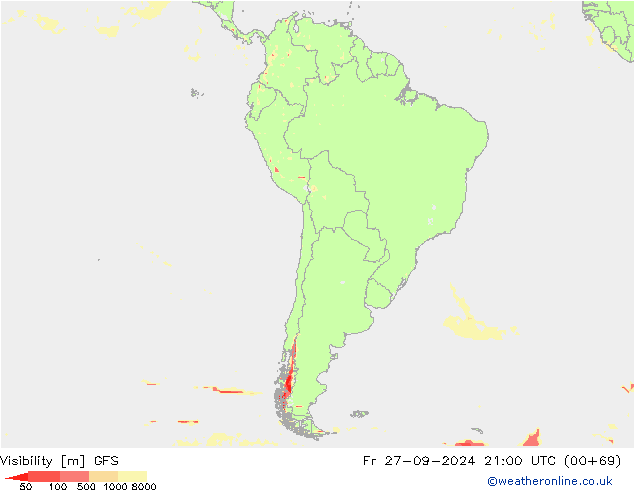 Visibility GFS Fr 27.09.2024 21 UTC