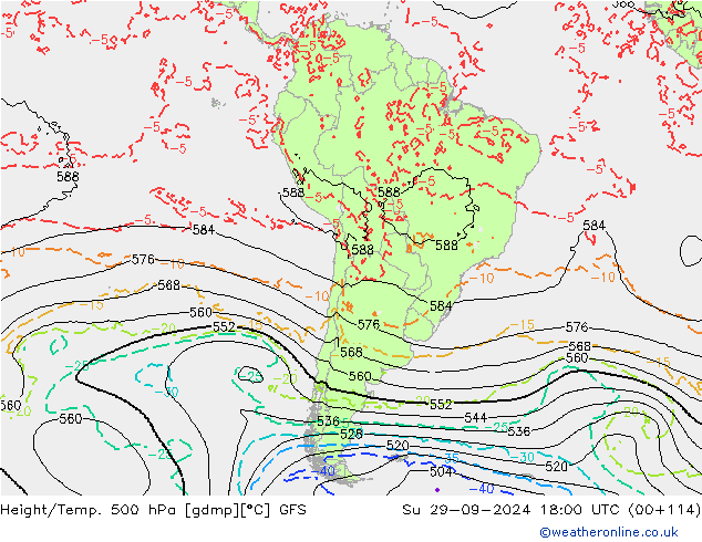 Geop./Temp. 500 hPa GFS dom 29.09.2024 18 UTC