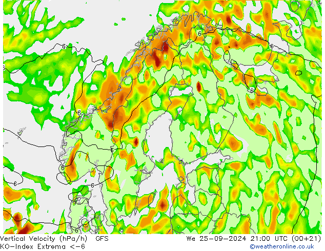 Konvektiv-Index GFS Mi 25.09.2024 21 UTC