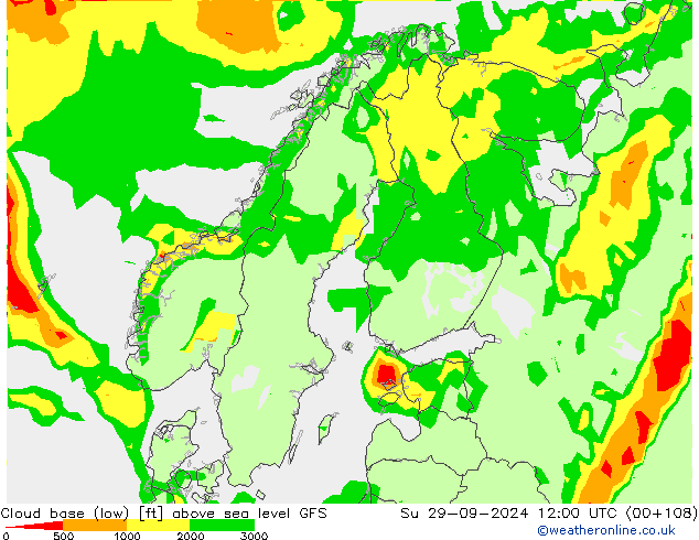 Cloud base (low) GFS dom 29.09.2024 12 UTC