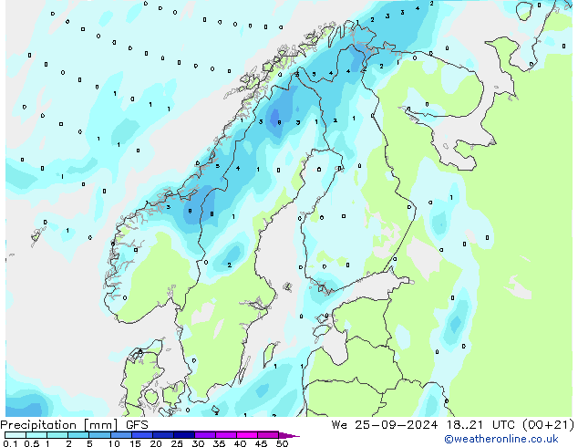 Precipitation GFS We 25.09.2024 21 UTC