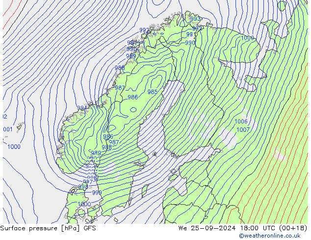 GFS: śro. 25.09.2024 18 UTC