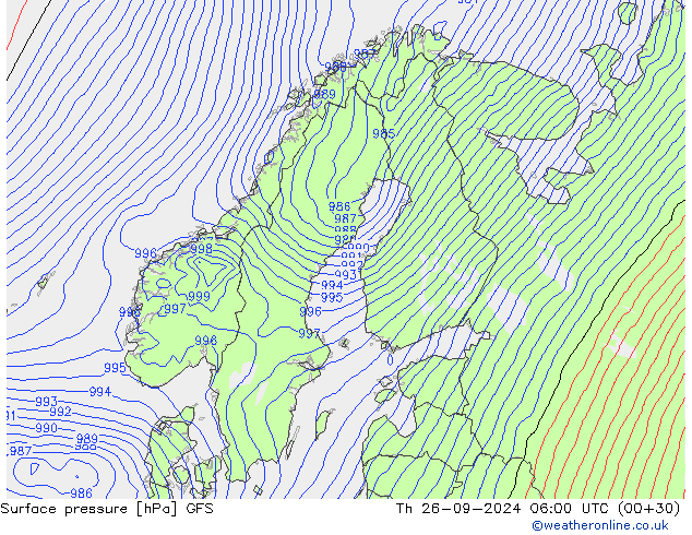 Surface pressure GFS Th 26.09.2024 06 UTC