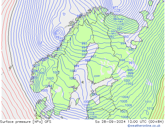 GFS: so. 28.09.2024 12 UTC