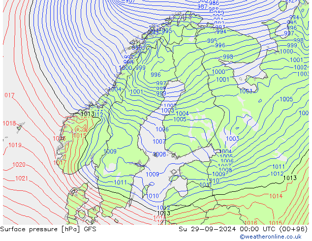 ciśnienie GFS nie. 29.09.2024 00 UTC