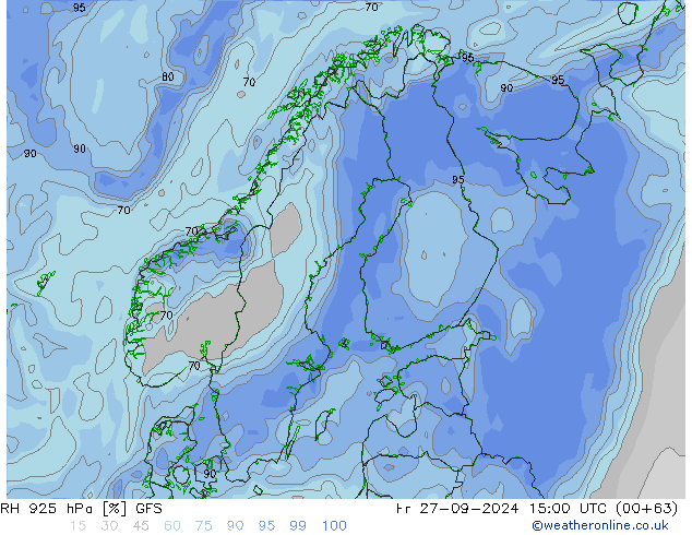 RH 925 hPa GFS Fr 27.09.2024 15 UTC