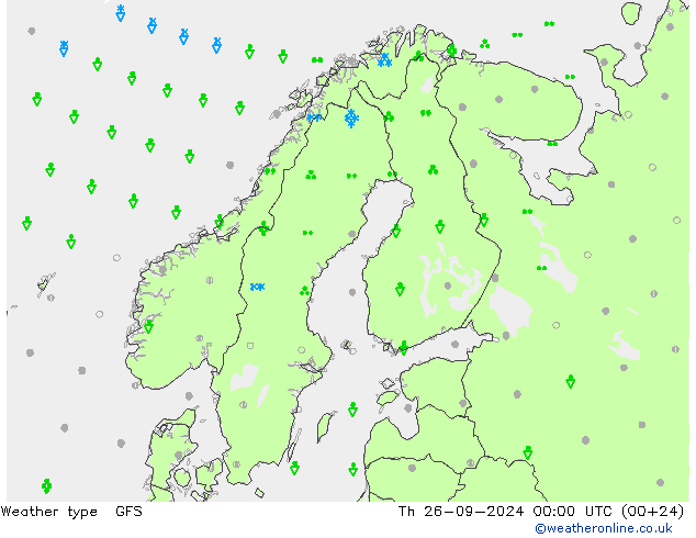 Tipo de precipitación GFS jue 26.09.2024 00 UTC