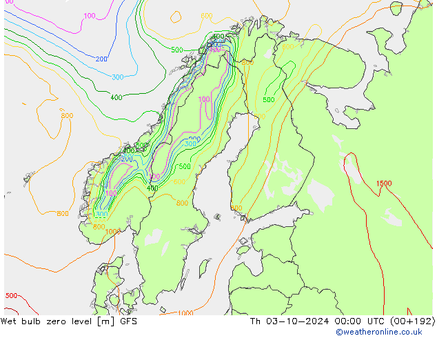 Theta-W Nulgradenniveau GFS do 03.10.2024 00 UTC