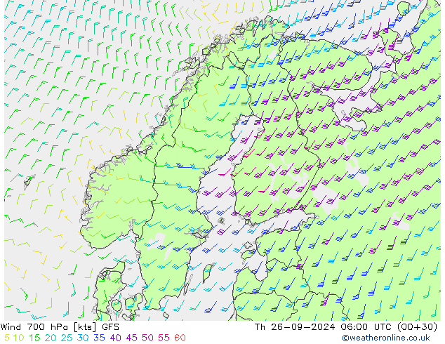 Wind 700 hPa GFS Th 26.09.2024 06 UTC