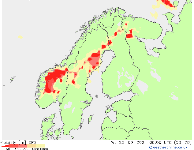 Görüş alanı GFS Çar 25.09.2024 09 UTC