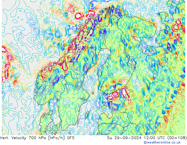 Vert. Velocity 700 hPa GFS dom 29.09.2024 12 UTC