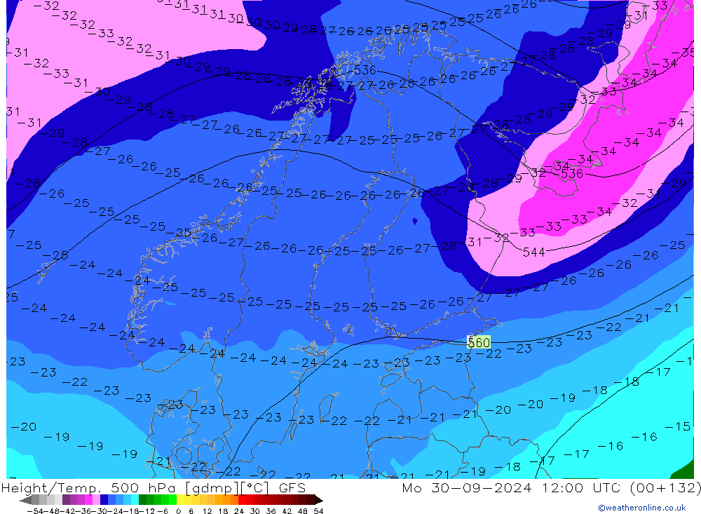 Géop./Temp. 500 hPa GFS lun 30.09.2024 12 UTC