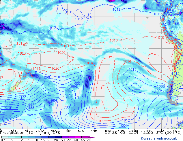 Precipitation (12h) GFS Sa 28.09.2024 00 UTC