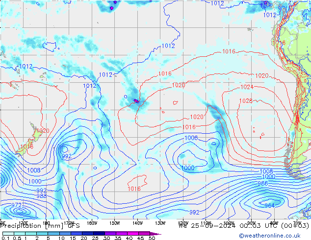 Srážky GFS St 25.09.2024 03 UTC