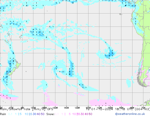 Rain/Snowfall rate GFS Tu 01.10.2024 18 UTC