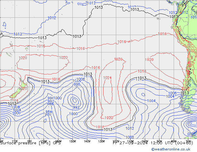 Surface pressure GFS Fr 27.09.2024 12 UTC