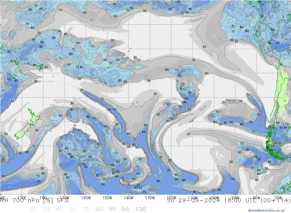 RH 700 hPa GFS nie. 29.09.2024 18 UTC