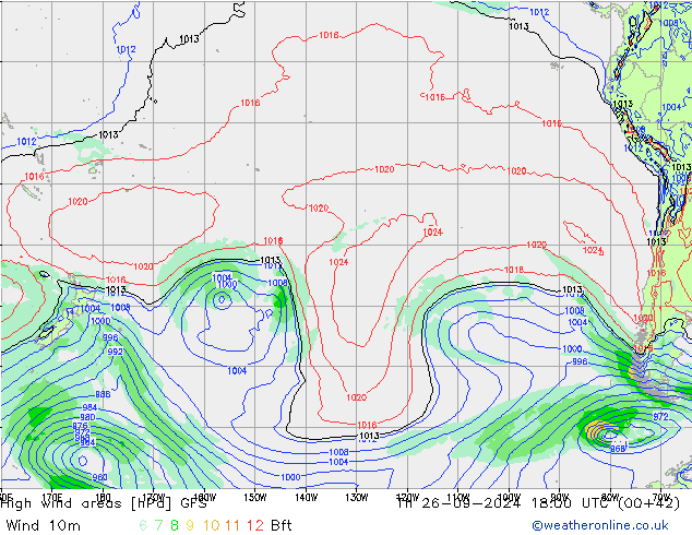 Izotacha GFS czw. 26.09.2024 18 UTC