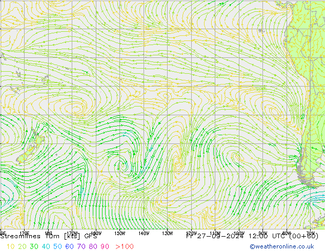 Streamlines 10m GFS Fr 27.09.2024 12 UTC