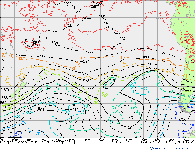 Z500/Yağmur (+YB)/Z850 GFS Paz 29.09.2024 06 UTC