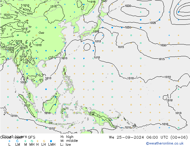 Cloud layer GFS We 25.09.2024 06 UTC