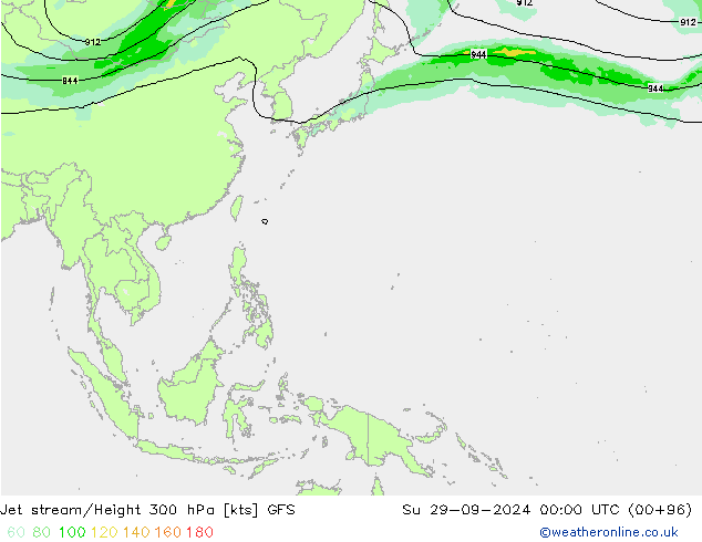 Jet stream/Height 300 hPa GFS Su 29.09.2024 00 UTC