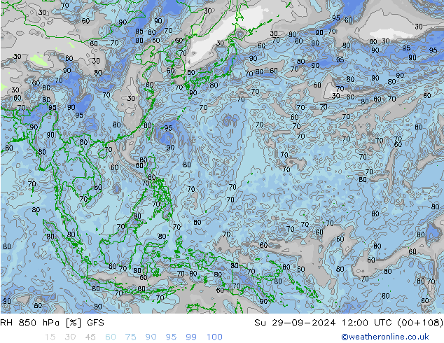 RH 850 hPa GFS Su 29.09.2024 12 UTC